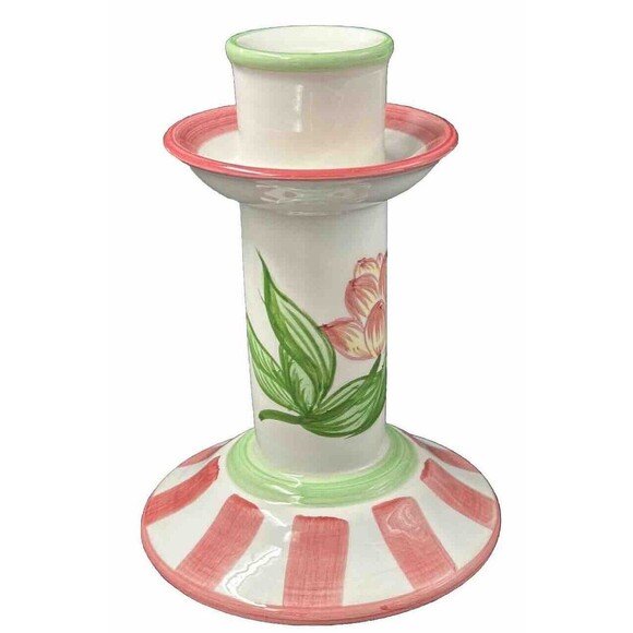 Smashing Plates Hand Painted by Raul Da Bernarda Floral Candlestick Holder - Picture 5 of 7